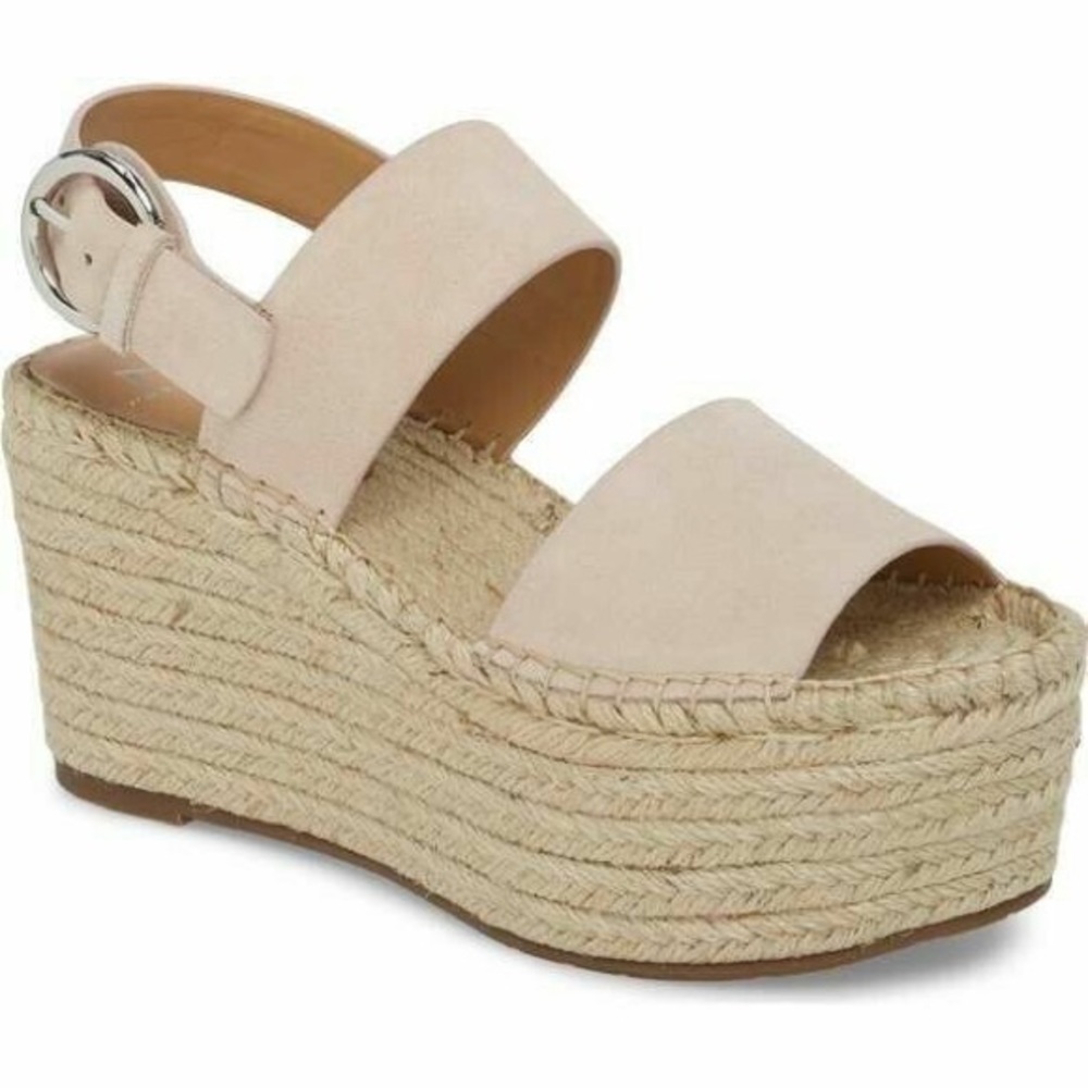 MARC FISHER Renni Espadrille Platform Wedge Sandal in Light Pink Natural